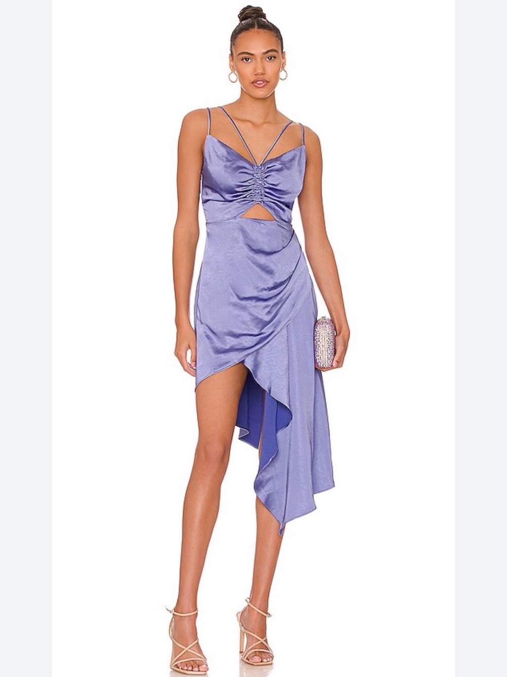Elliatt Lavender Satin High-Low Dress with Cutout